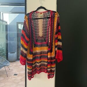 Farm Rio rainbow/multicolor crochet cardigan